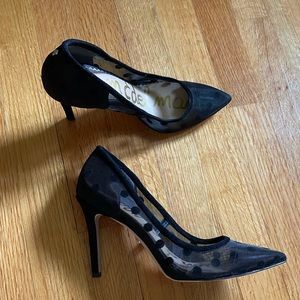 Sam Edelman Black Mesh Polka Dot Heels
